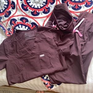 (Selling as a set only) NWOT Figs set in dark brown/ maroon